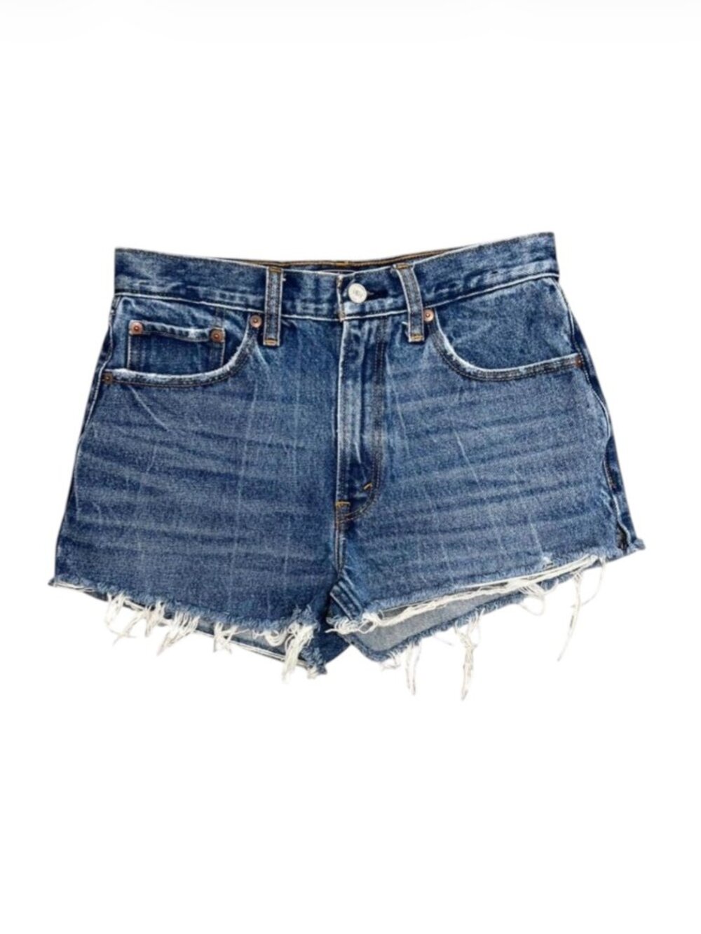 Abercrombie & Fitch Size 27 4R Mom Shorts Denim High Rise Frayed Hem Women's